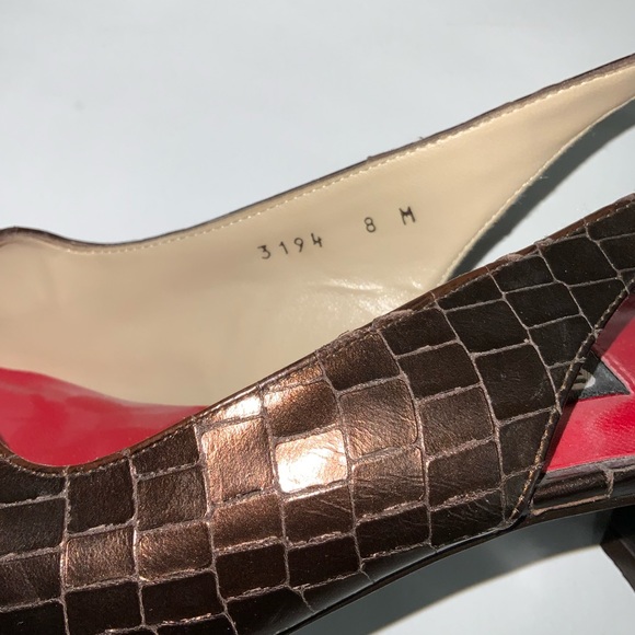 Etienne Aigner Cain Faux Reptile Square Toe Leather Slingbacks Size 8 M - Picture 9 of 9